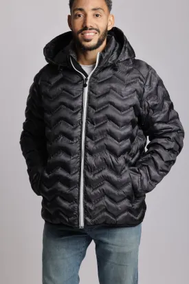 Men's packable puffer jacket in black camo