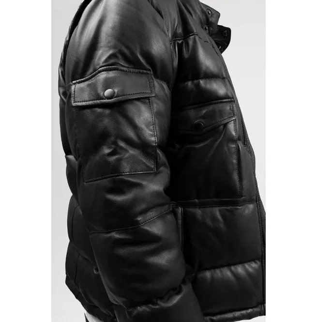 Men's Puffer Leather Jacket