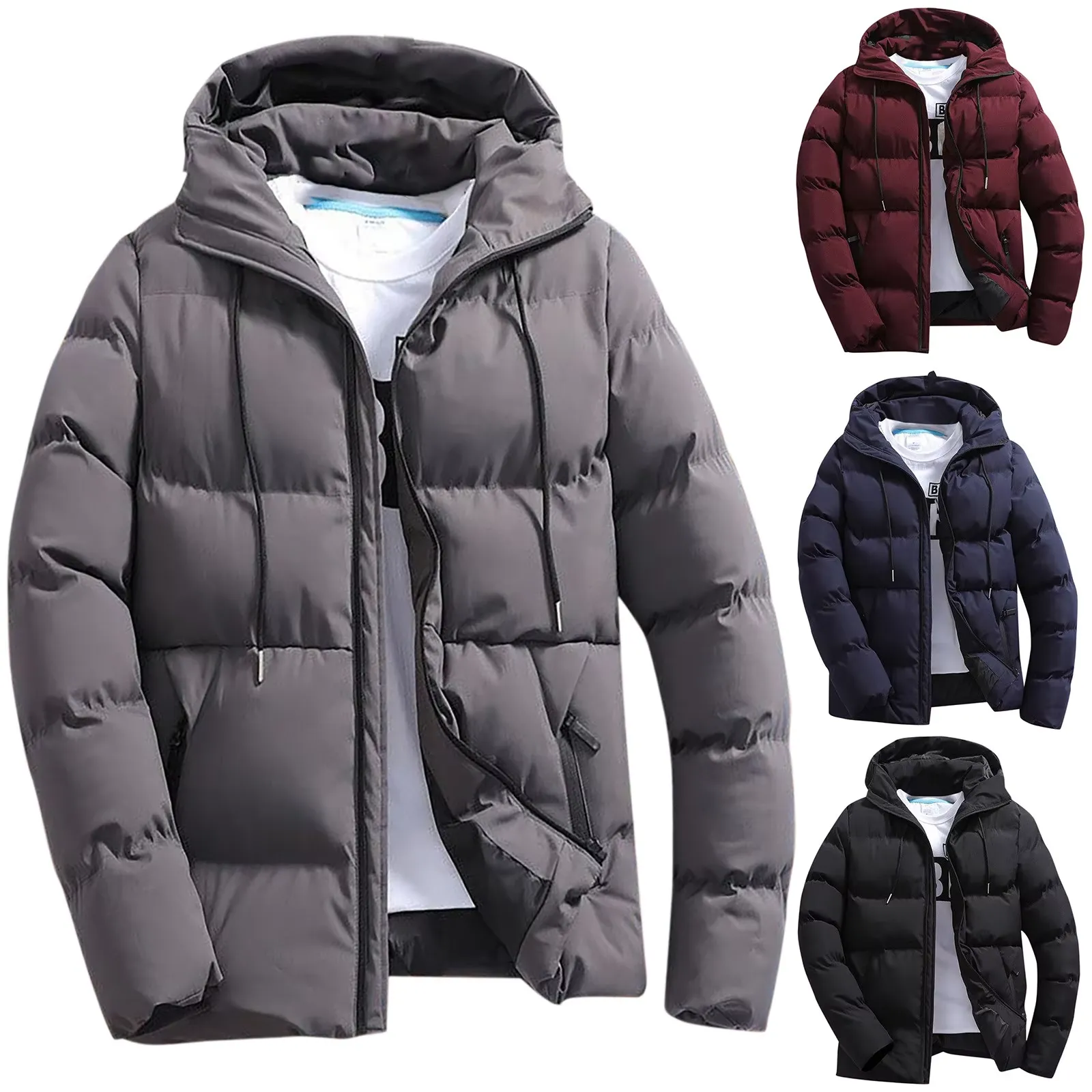 Men's Warm Puffer Jacket with Zipper | Ideal for Autumn/Winter