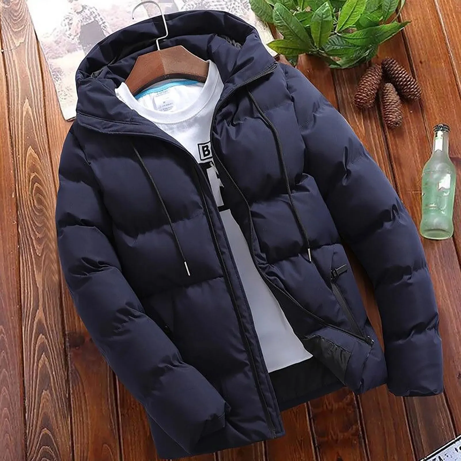 Men's Warm Puffer Jacket with Zipper | Ideal for Autumn/Winter