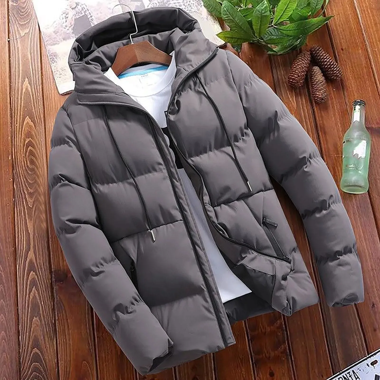 Men's Warm Puffer Jacket with Zipper | Ideal for Autumn/Winter