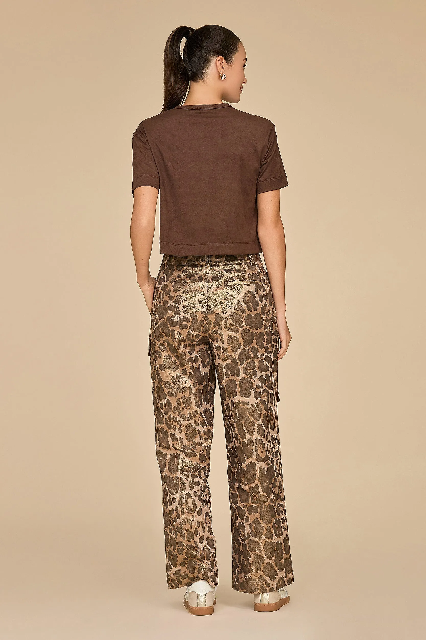 Milan Gold Dusted Cargo Pant - Leopard