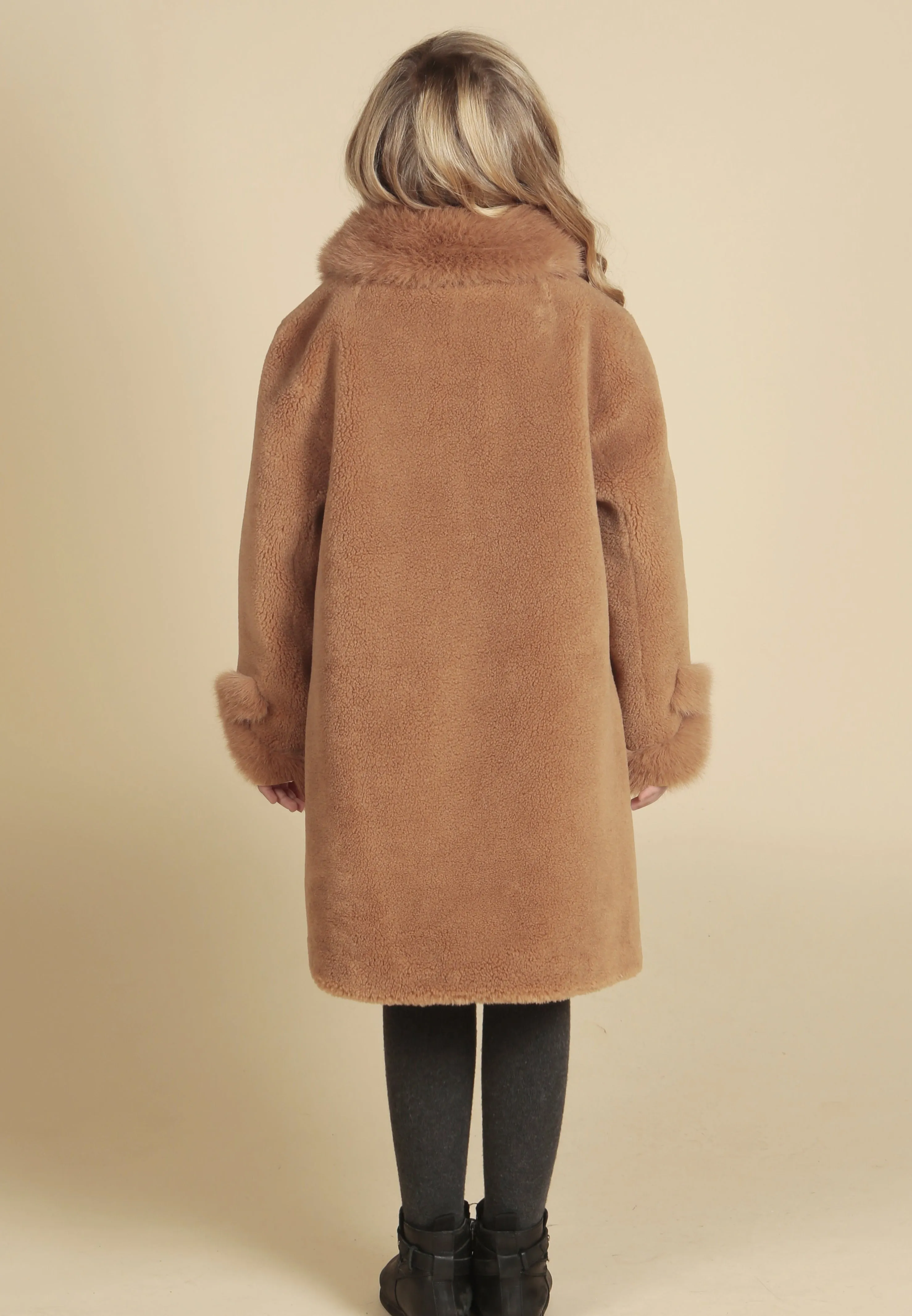 'Mini' 'Monroe' Wool Coat in Marrone