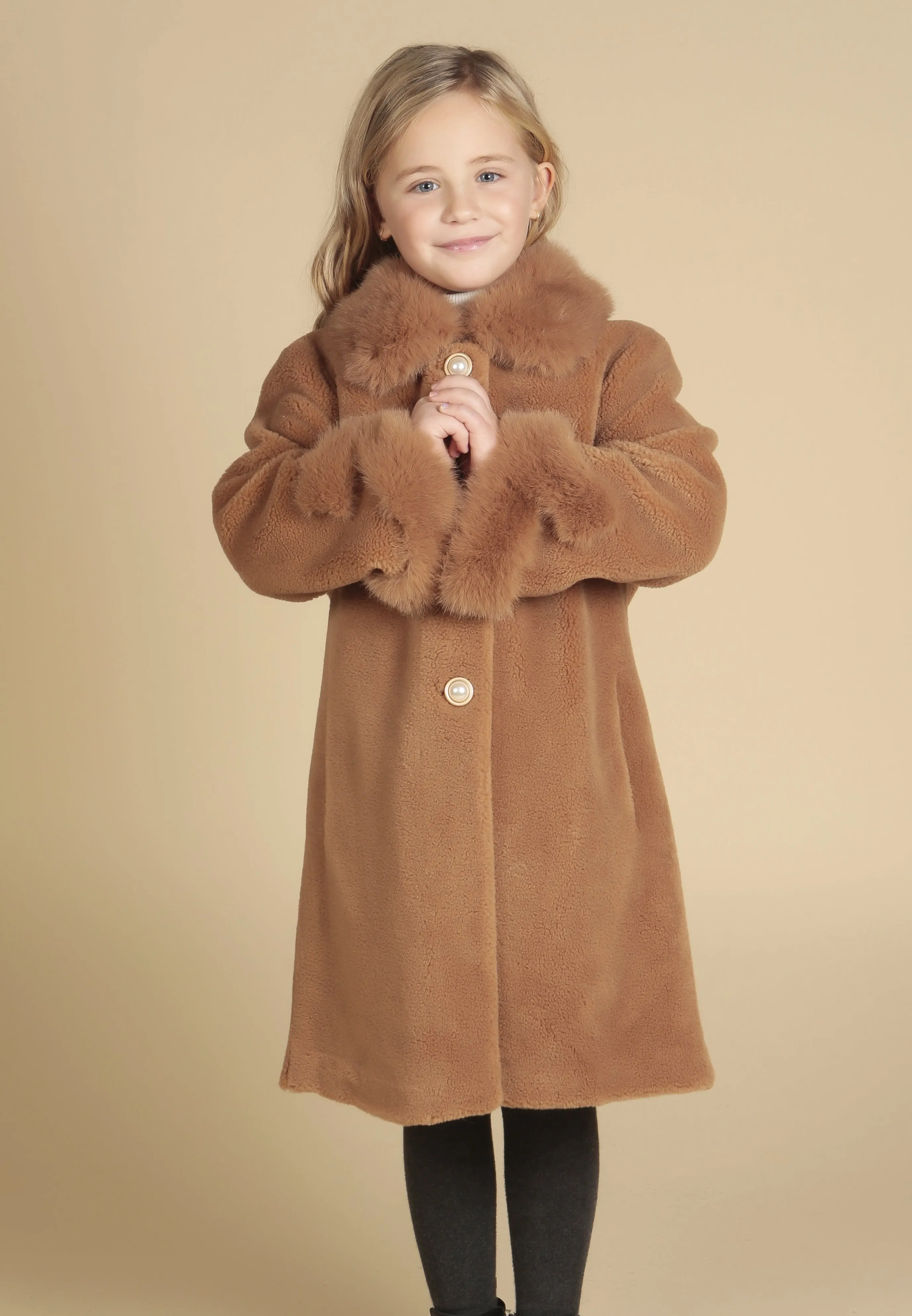 'Mini' 'Monroe' Wool Coat in Marrone