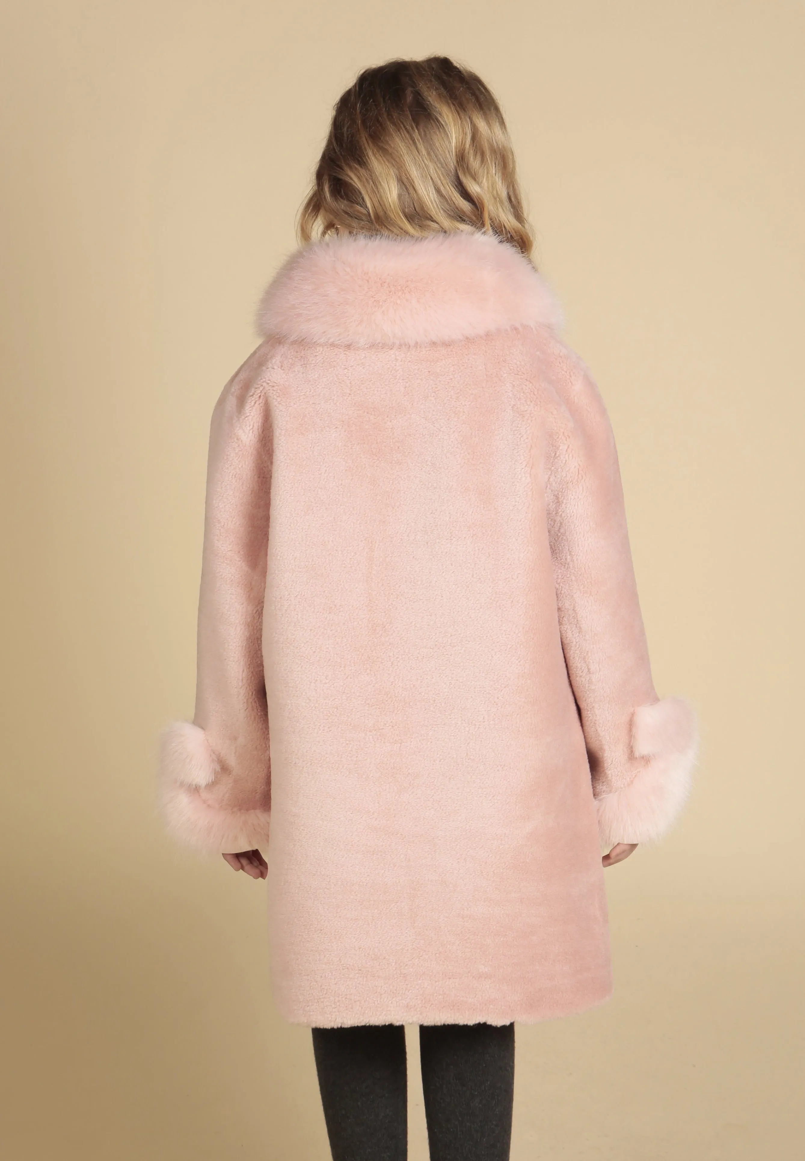 'Mini' 'Monroe' Wool Coat in Rosa