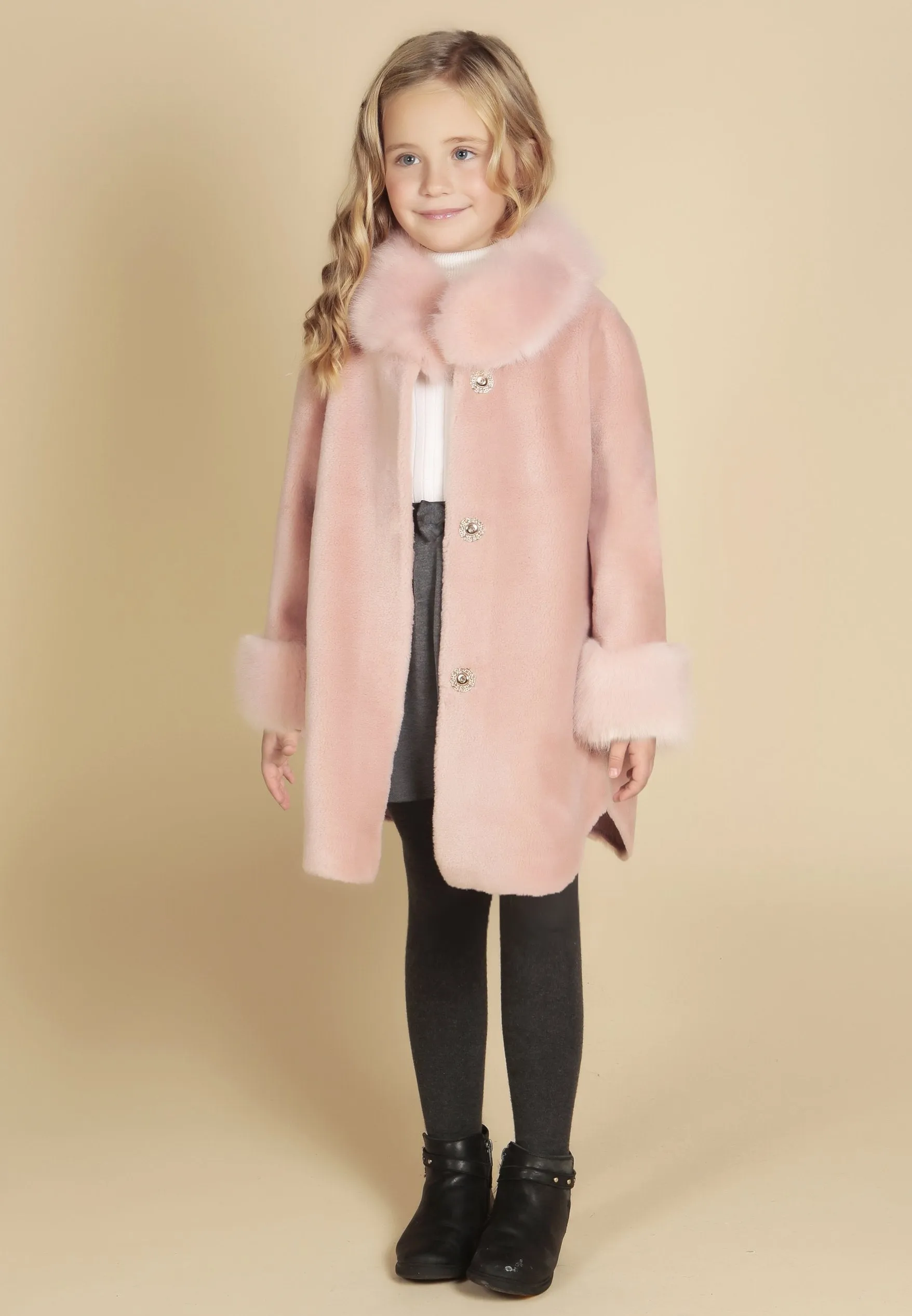 'Mini' 'Scarlett' Wool Coat in Rosa