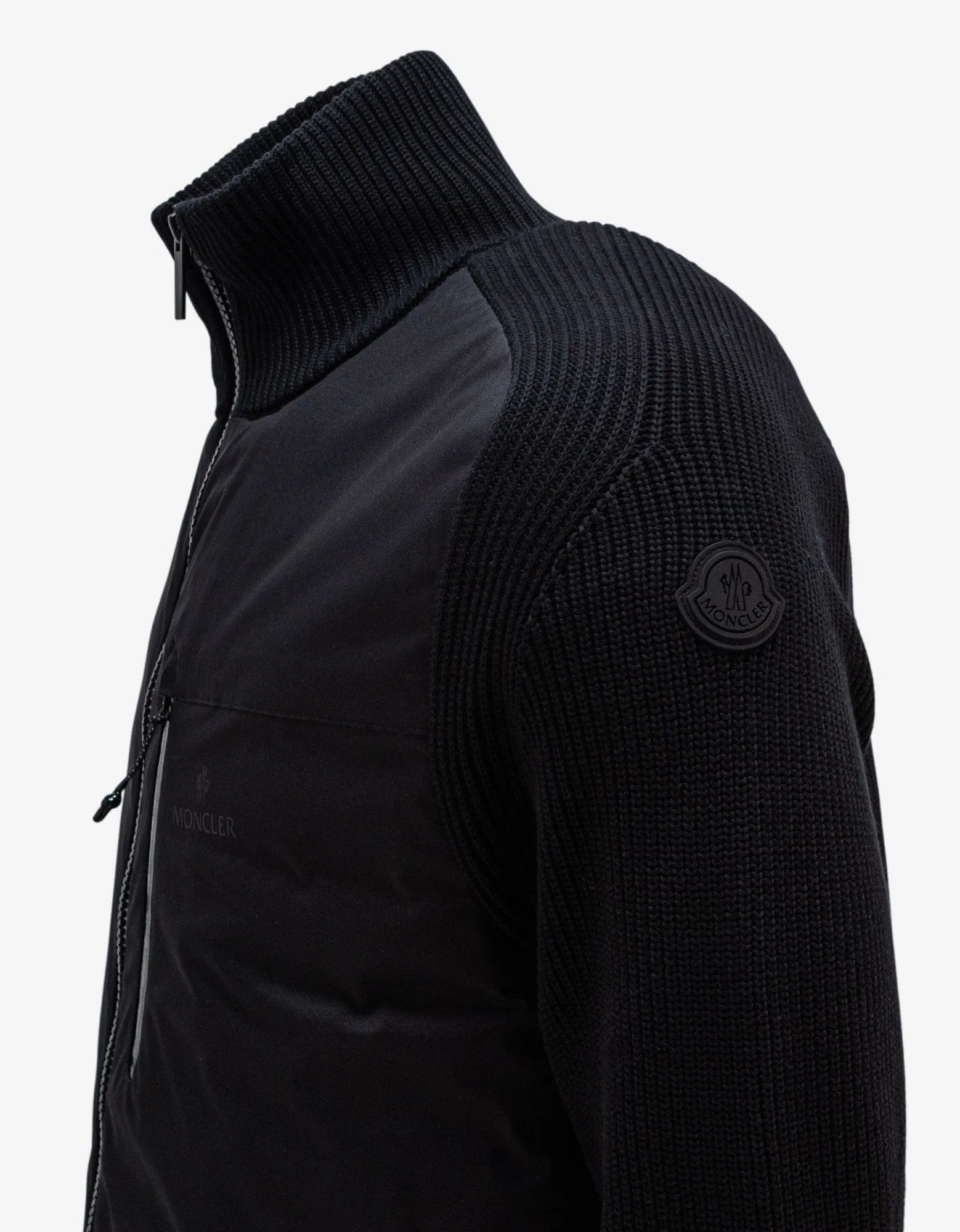 Moncler Black Padded Nylon Front Cardigan