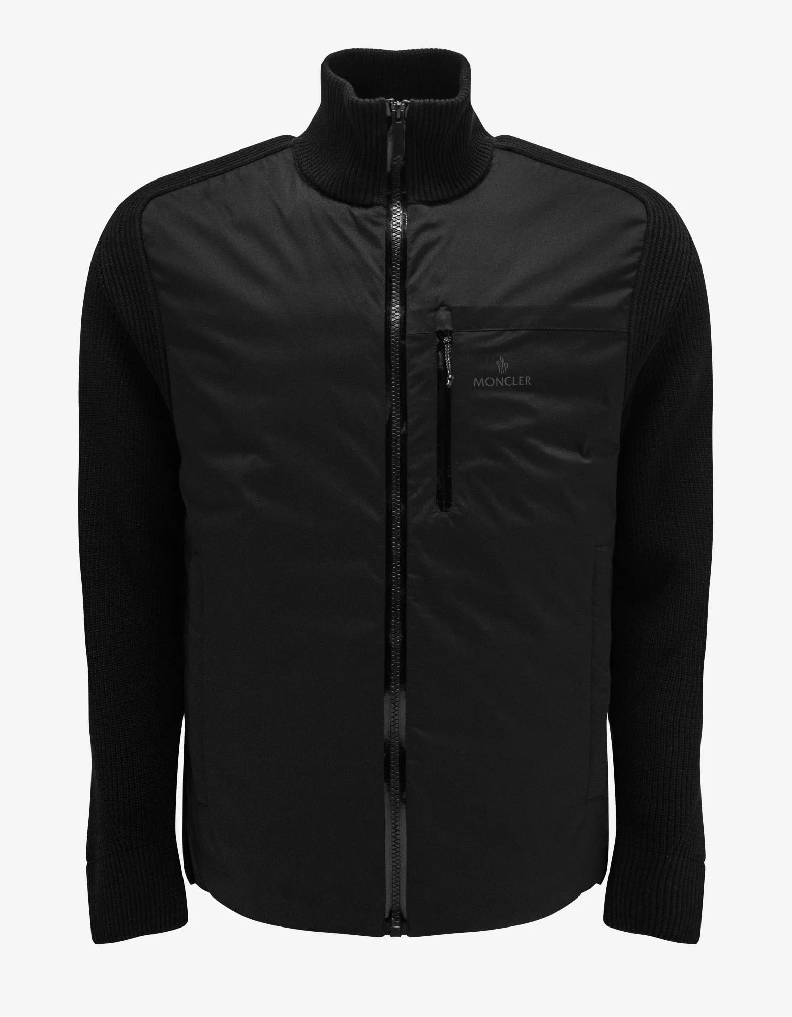 Moncler Black Padded Nylon Front Cardigan