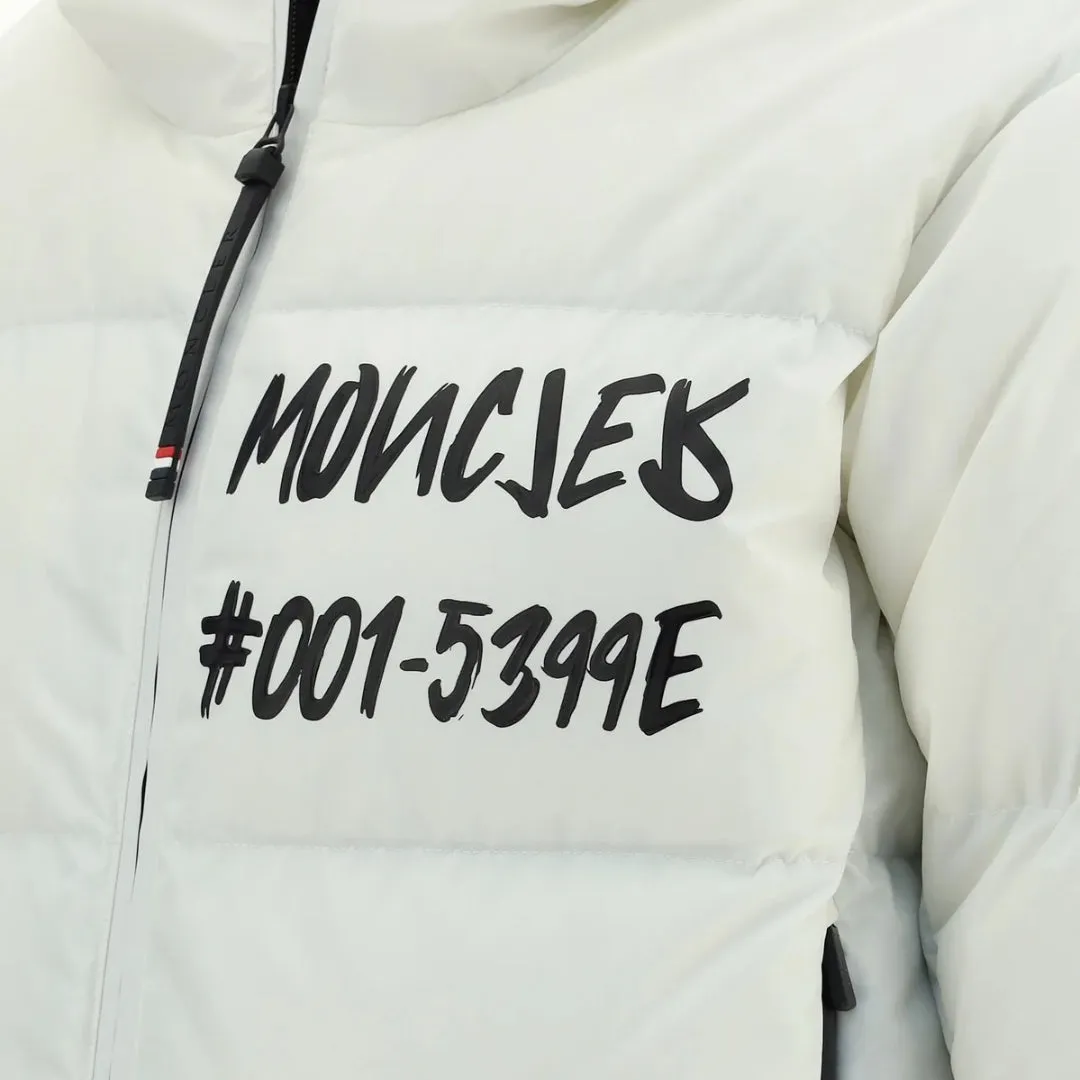 Moncler Grenoble Mazod Logo Printed Puffer White Hooded Jacket