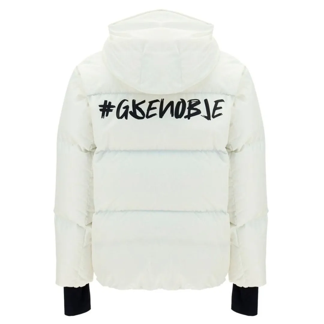 Moncler Grenoble Mazod Logo Printed Puffer White Hooded Jacket