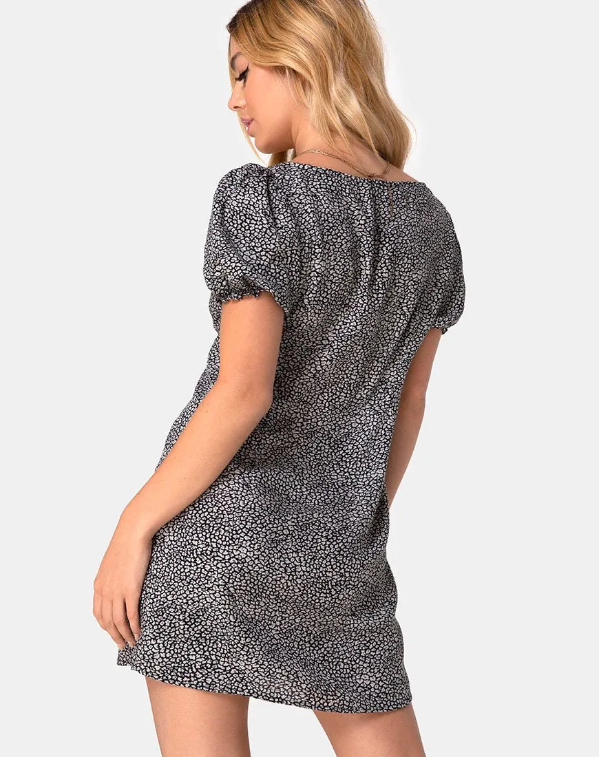 Montero Dress in Ditsy Leopard Grey