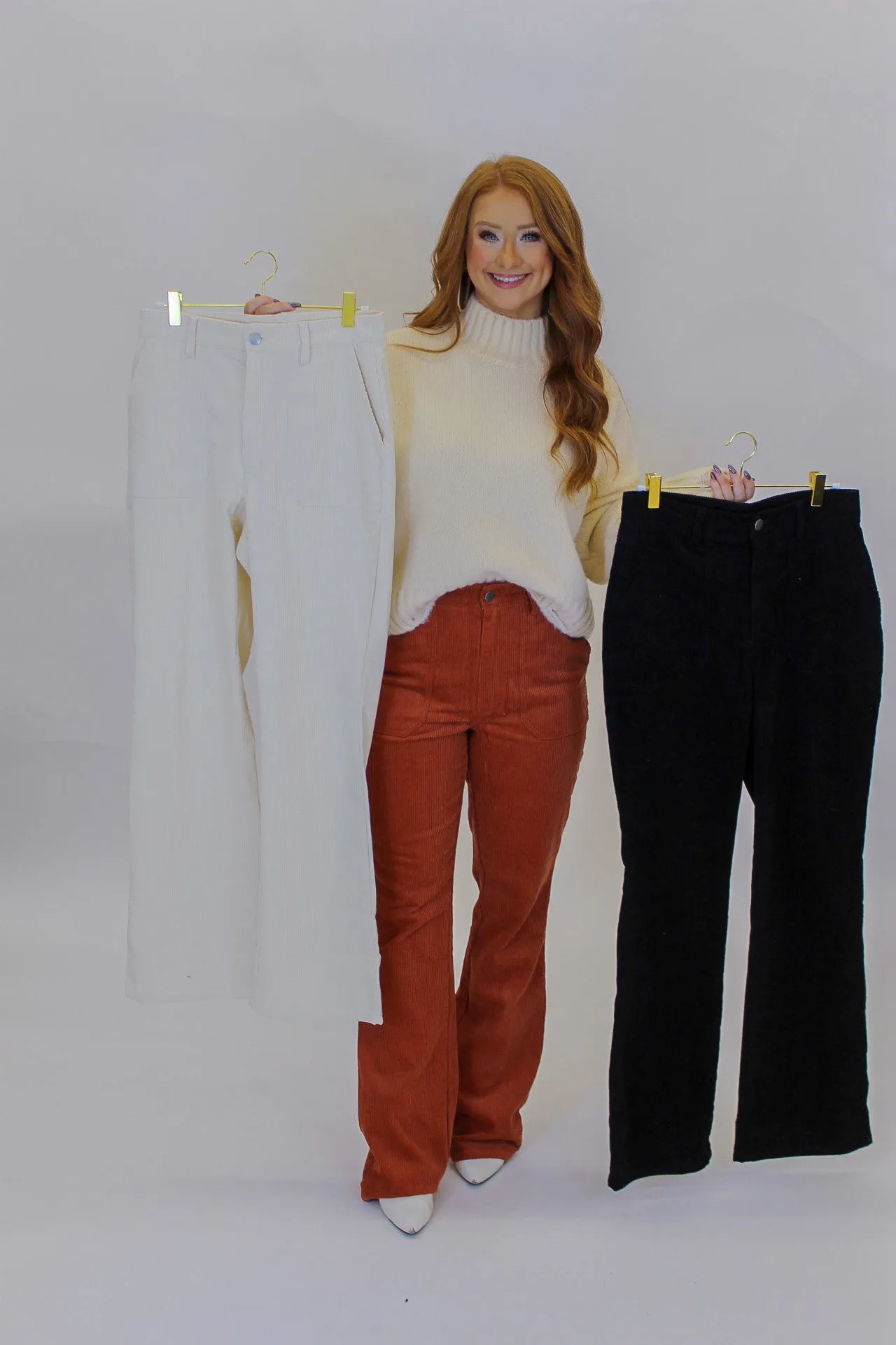 Noca Corduroy Flare Pants-Cream