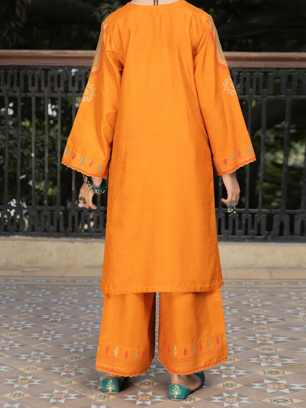 Orange Raw Silk 2 Piece Stitched - ALT-2PS-LKS-1136