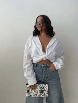 Oversized Button Down Top, White