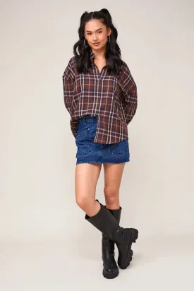 OVERSIZED PLAID SHIRT TOP