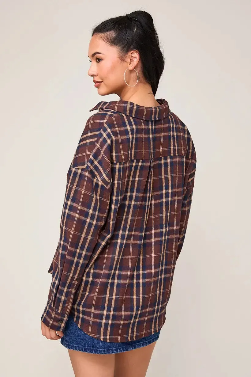 OVERSIZED PLAID SHIRT TOP