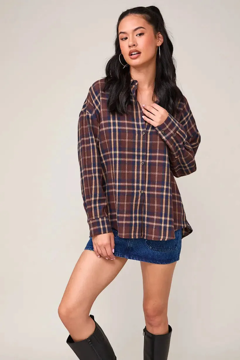 OVERSIZED PLAID SHIRT TOP