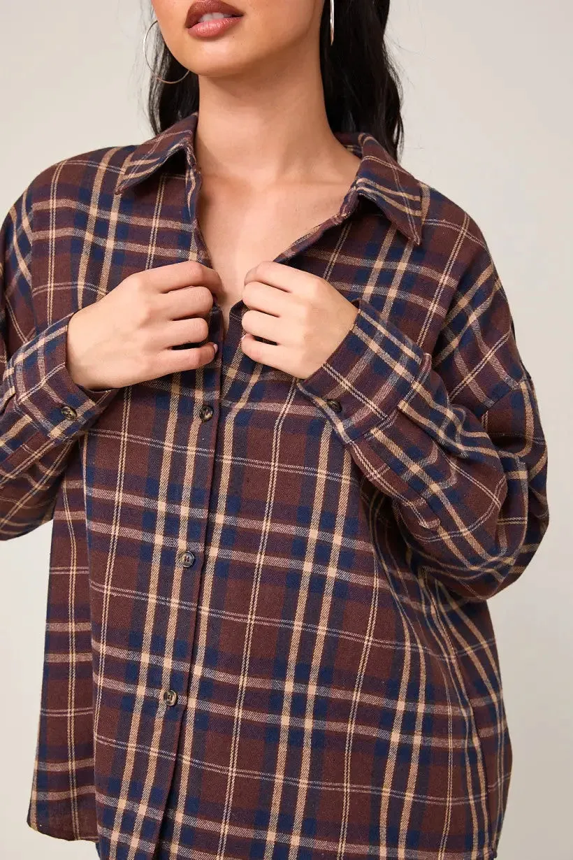 OVERSIZED PLAID SHIRT TOP