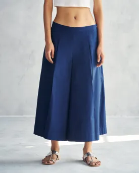 Pleated Flare Culottes - Indigo