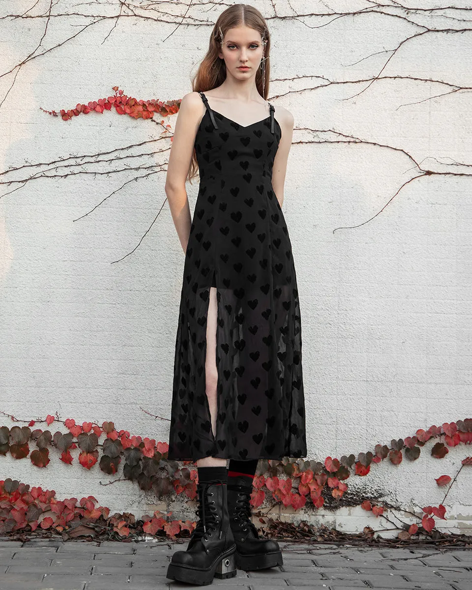 Punk Rave Daily Life Stolen Hearts Chiffon Gothic Maxi Dress