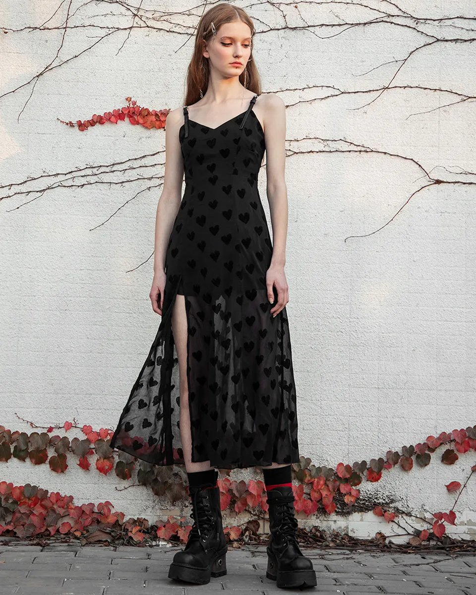 Punk Rave Daily Life Stolen Hearts Chiffon Gothic Maxi Dress