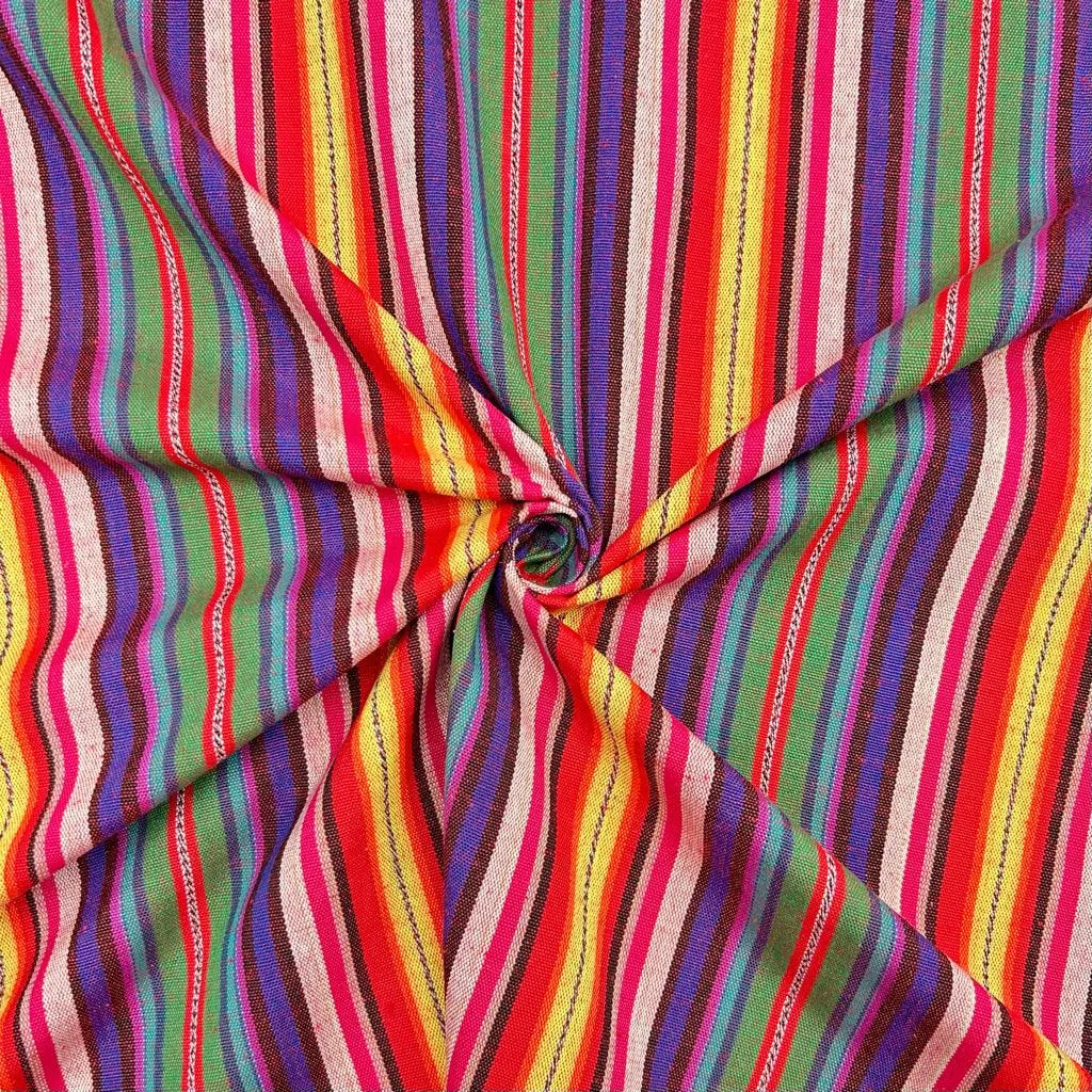 Rainbow Stripes Tribal Print Recycled Jacquard Fabric