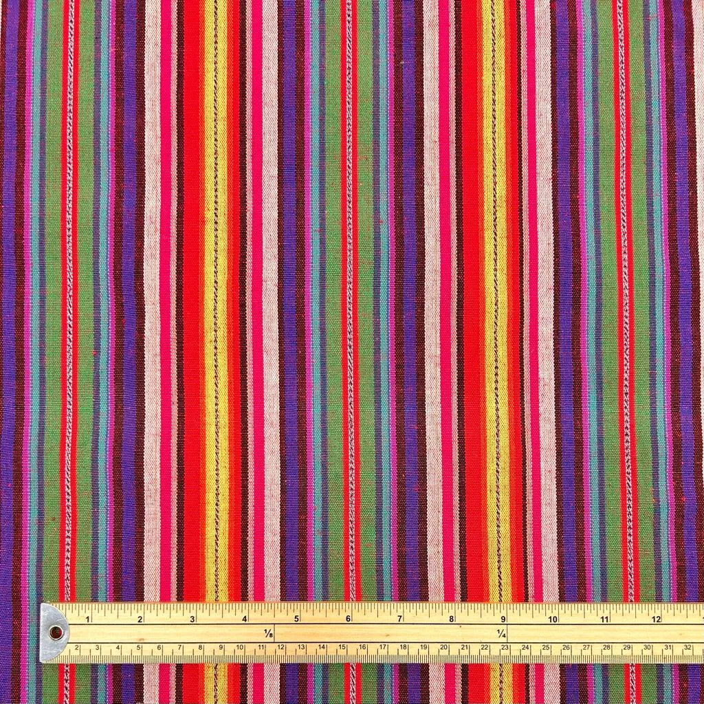 Rainbow Stripes Tribal Print Recycled Jacquard Fabric