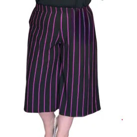 ROCKTHOSECURVES BLACK / MAGENTA WIDE STRIPED ELASTIC WAIST CULOTTES / SHORTS