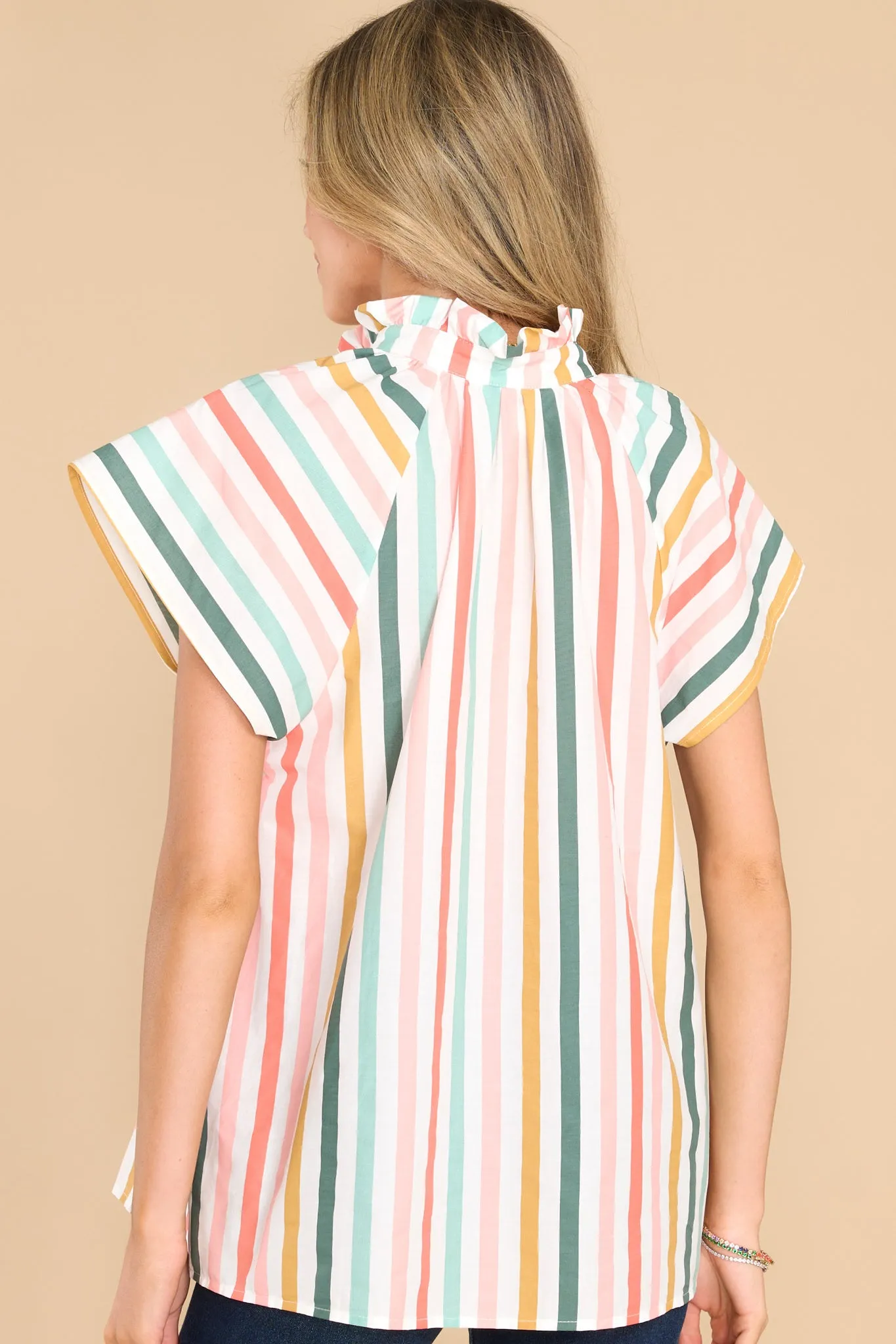 Sailing Away Spiced Coral Multi Stripe Top