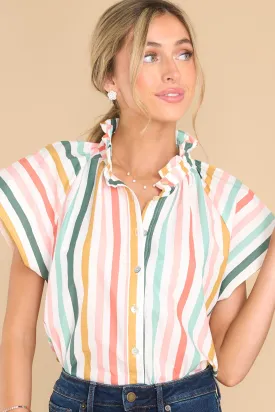 Sailing Away Spiced Coral Multi Stripe Top