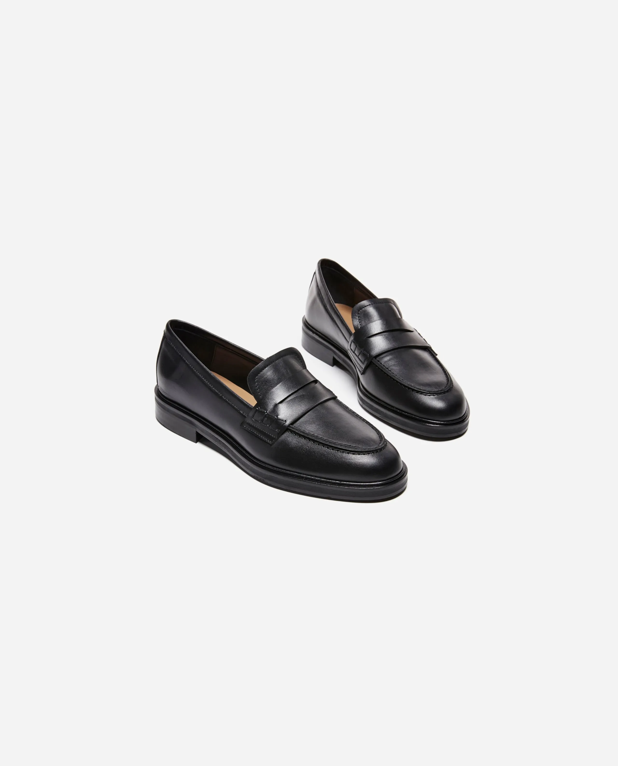 Sara Black Leather Loafers