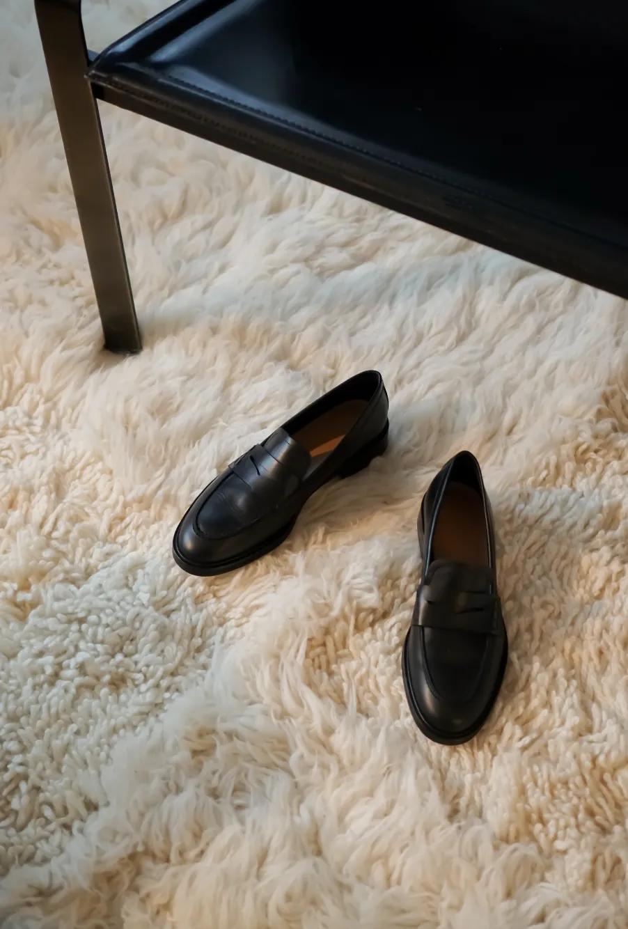 Sara Black Leather Loafers