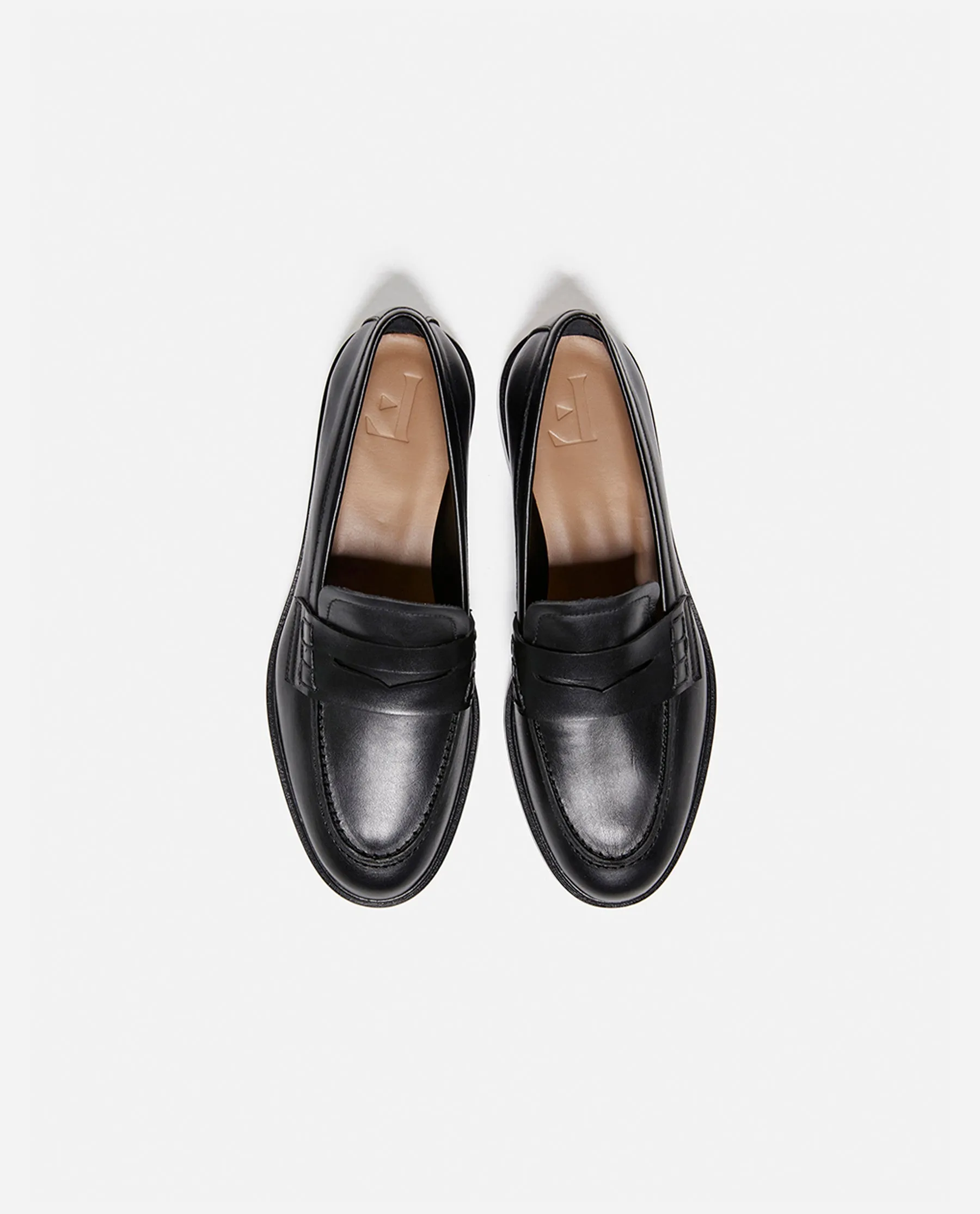 Sara Black Leather Loafers