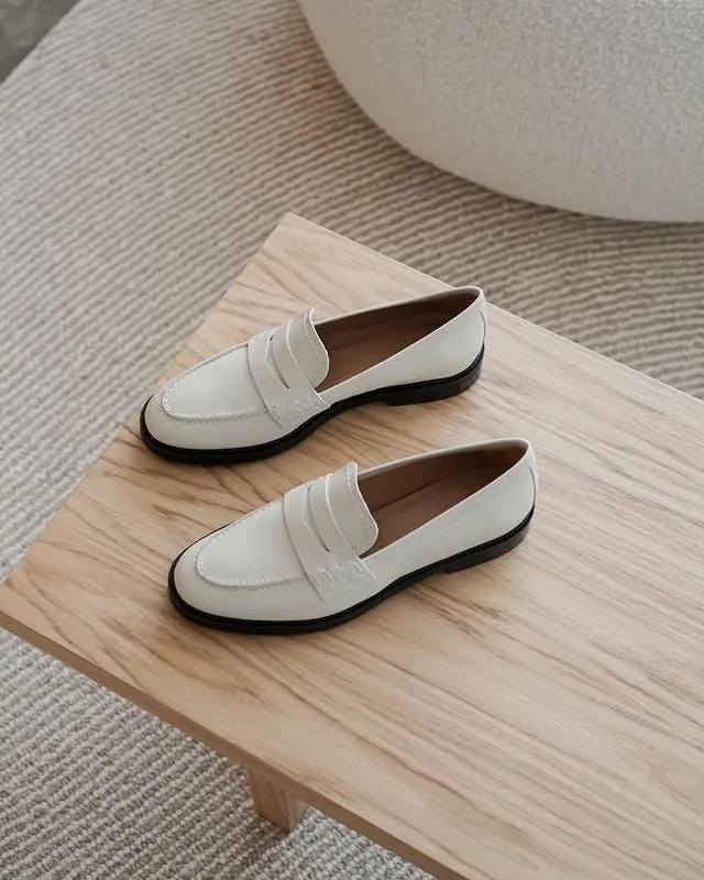 Sara Creme Leather Loafers