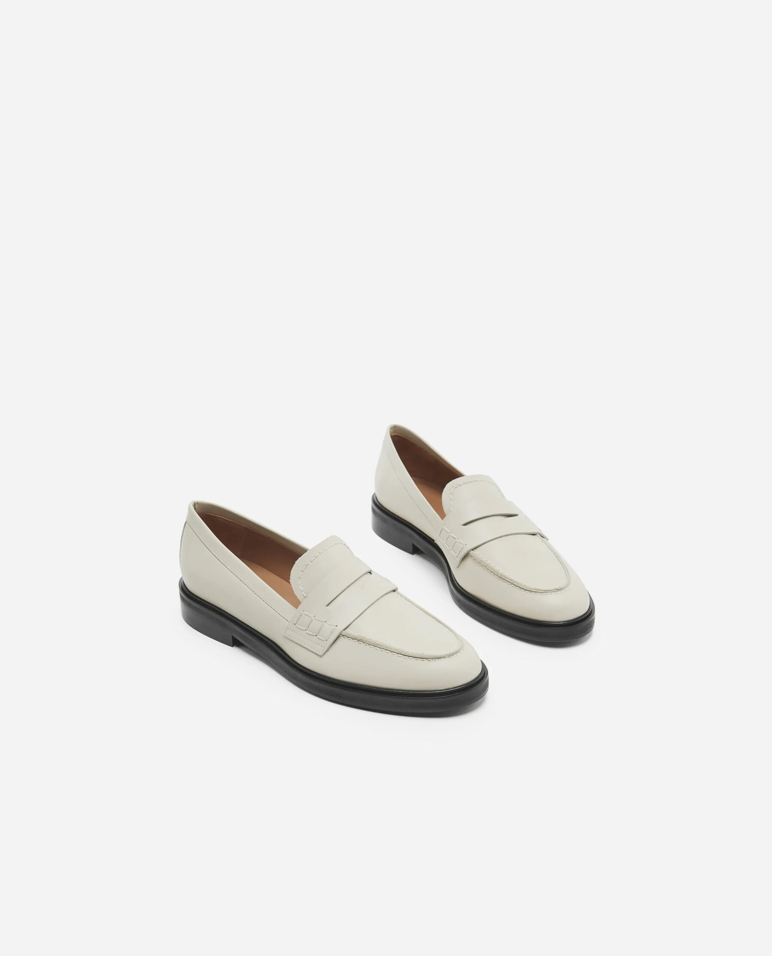 Sara Creme Leather Loafers