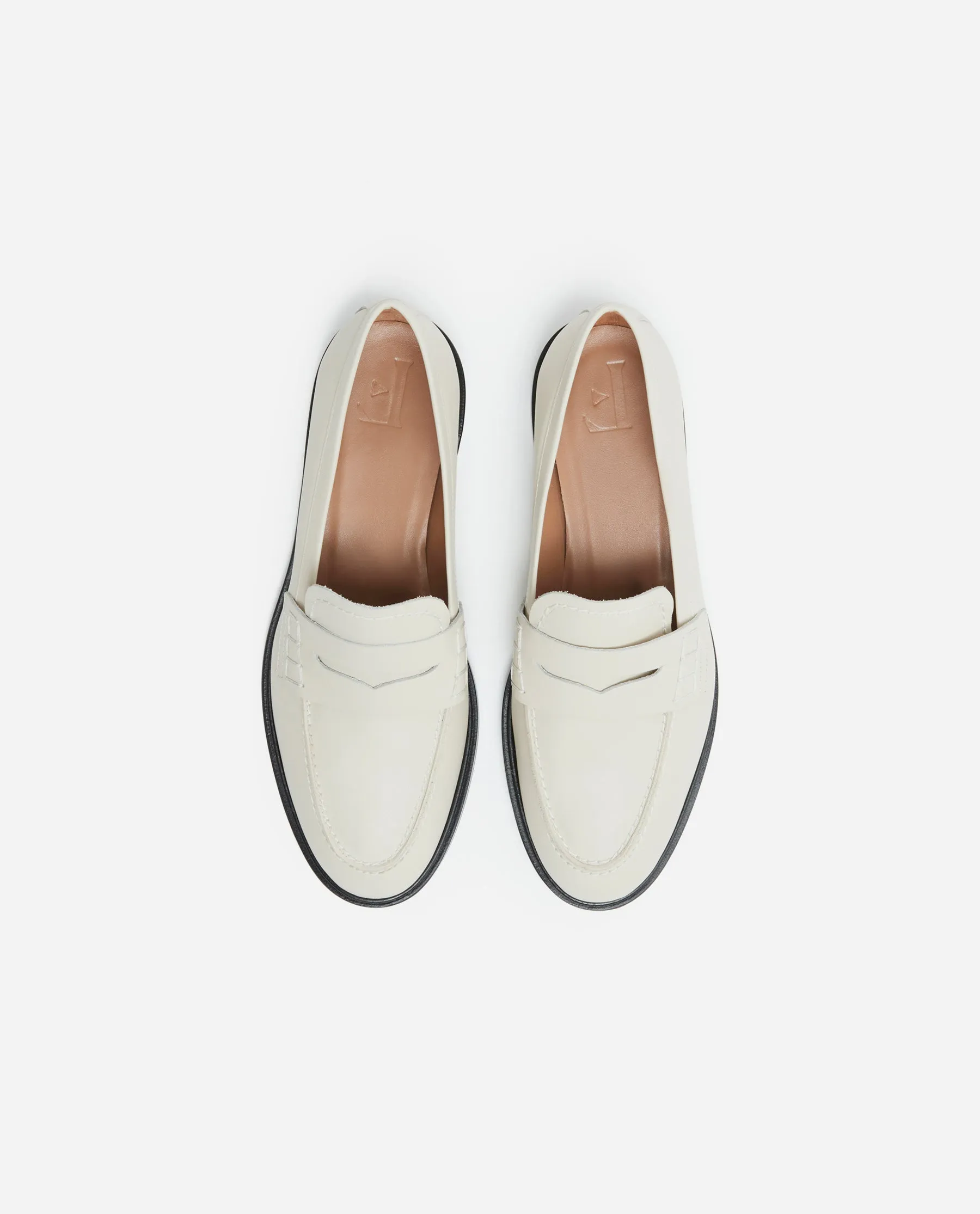 Sara Creme Leather Loafers