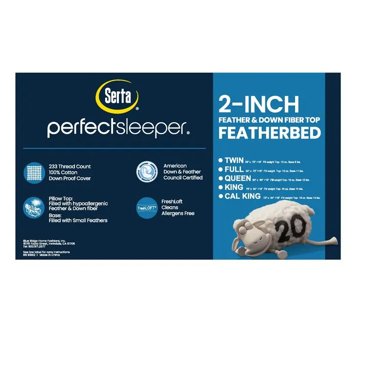 Serta 2" Feather and Down Fiber Blend Top King Featherbed