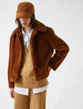 Short Teddy Coat in Terracotta