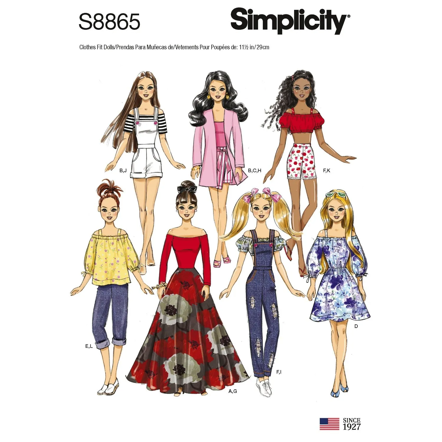 Simplicity 8865 11.5 inch fashion doll clothes sewing pattern