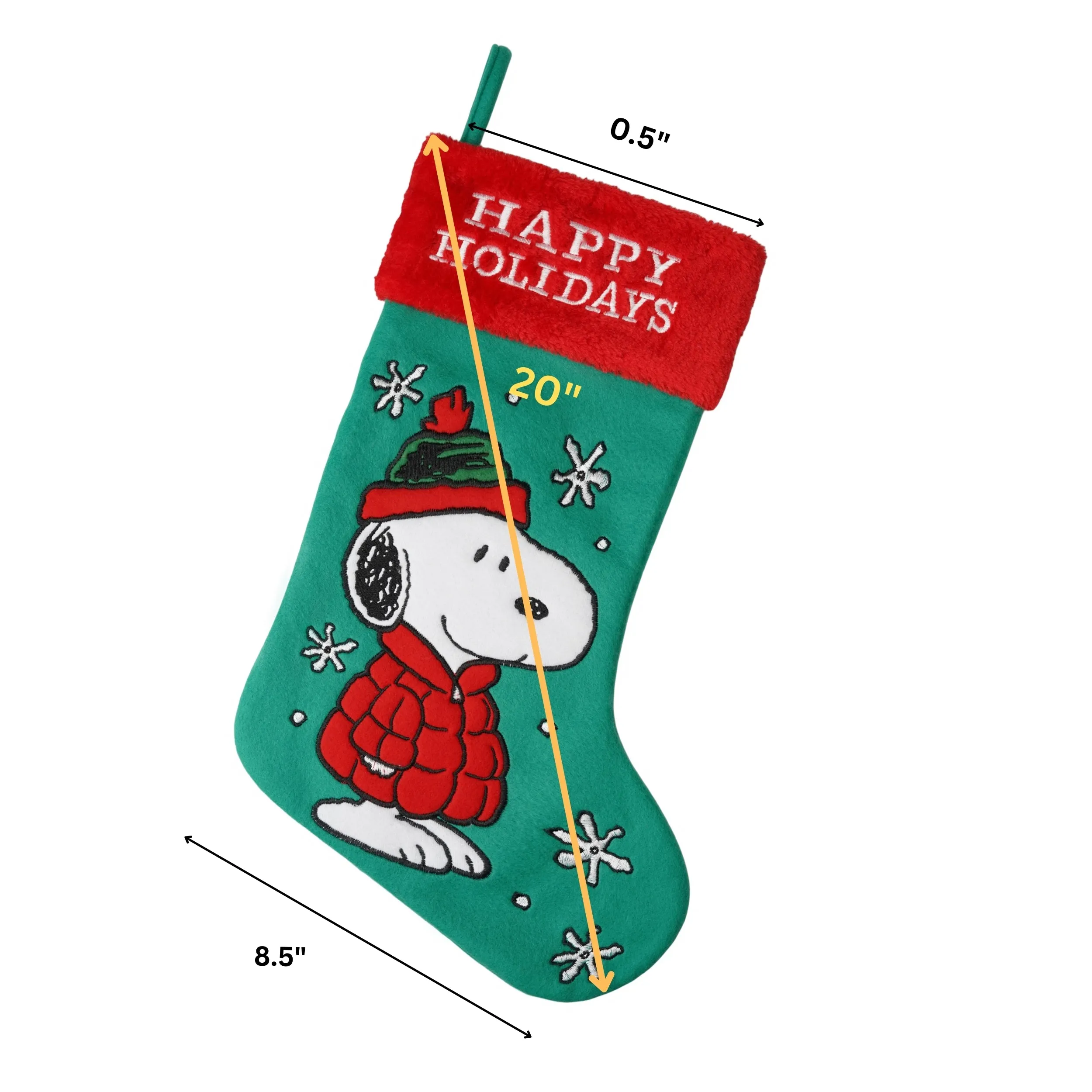 Snoopy in Puffer Jacket Embroidered Christmas Stocking