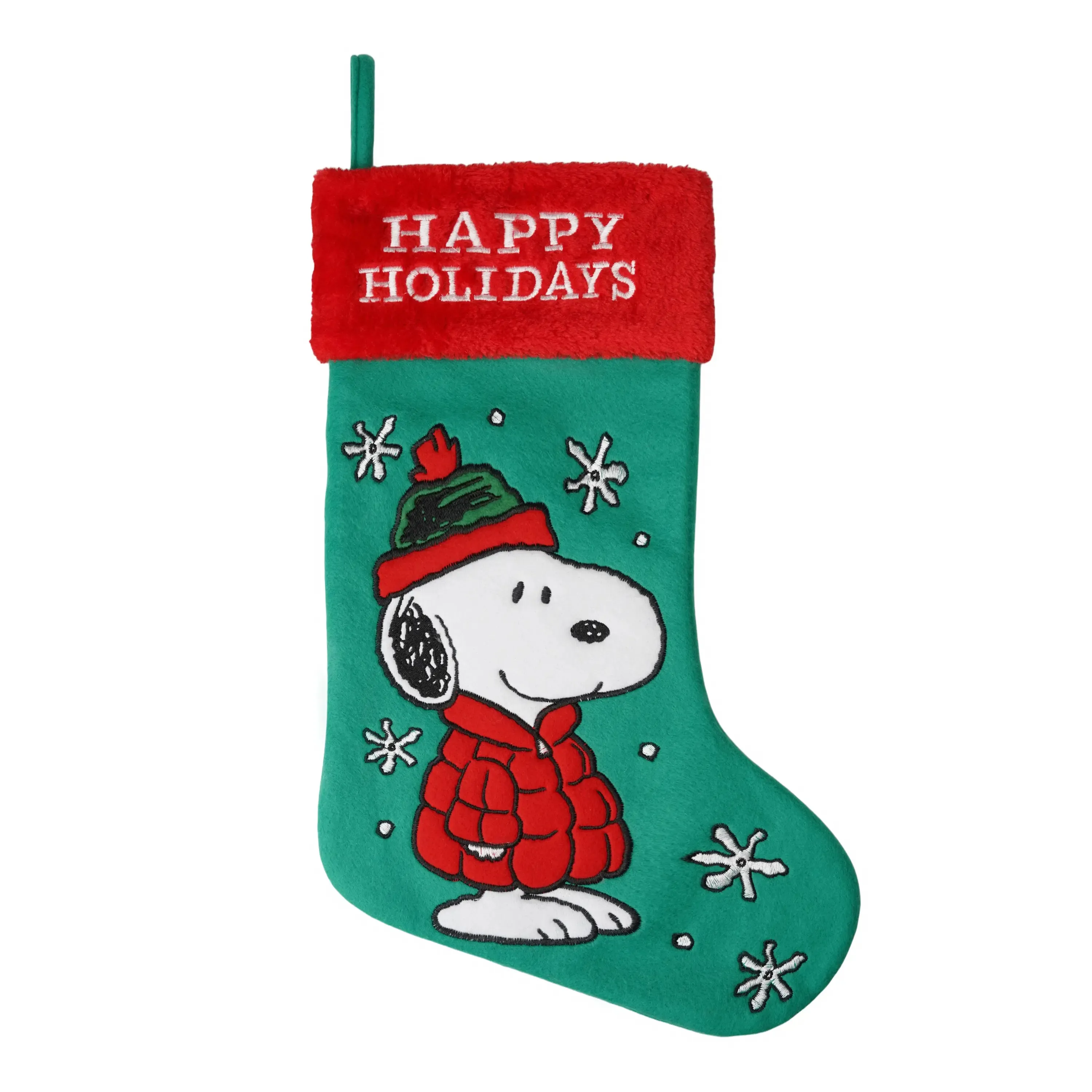 Snoopy in Puffer Jacket Embroidered Christmas Stocking