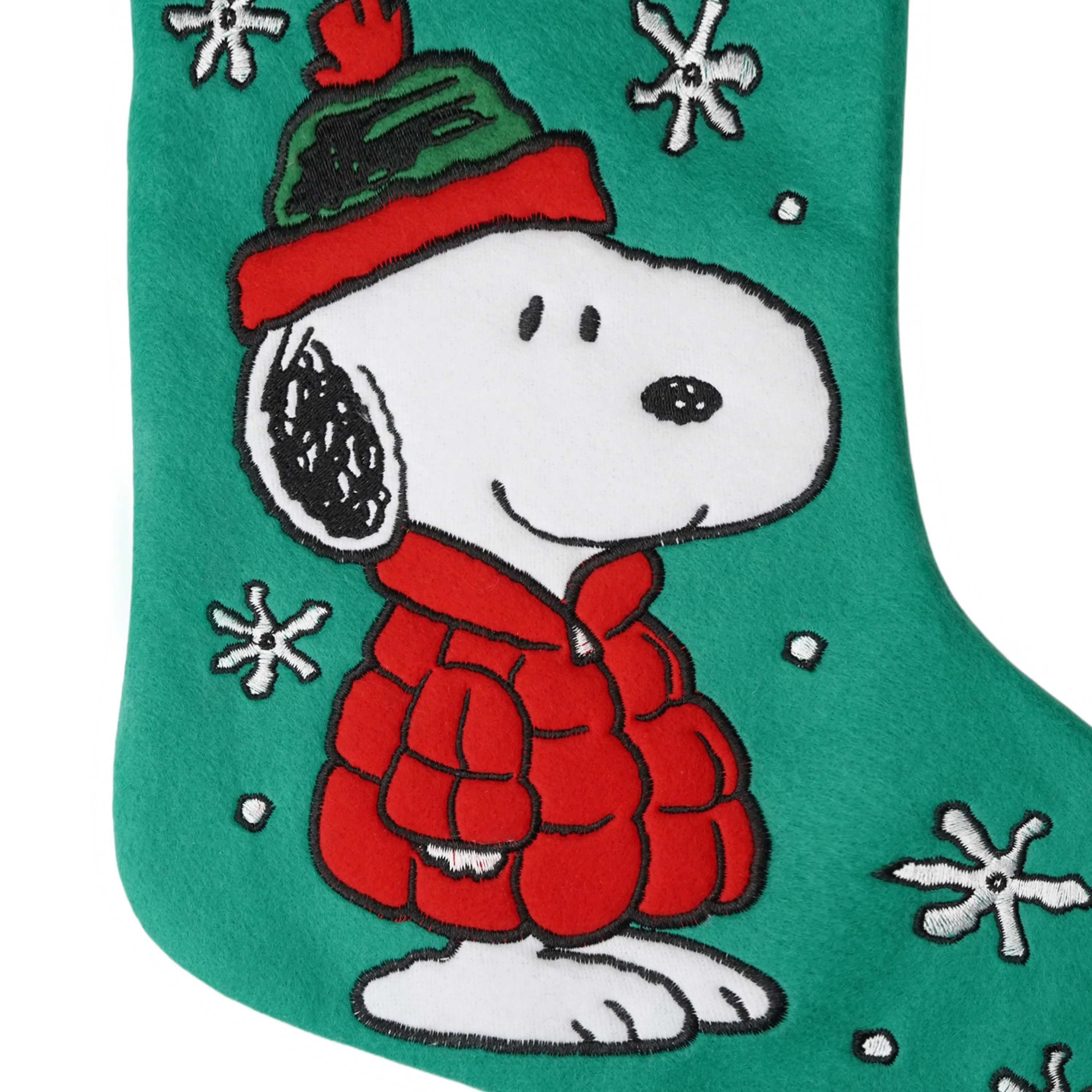 Snoopy in Puffer Jacket Embroidered Christmas Stocking