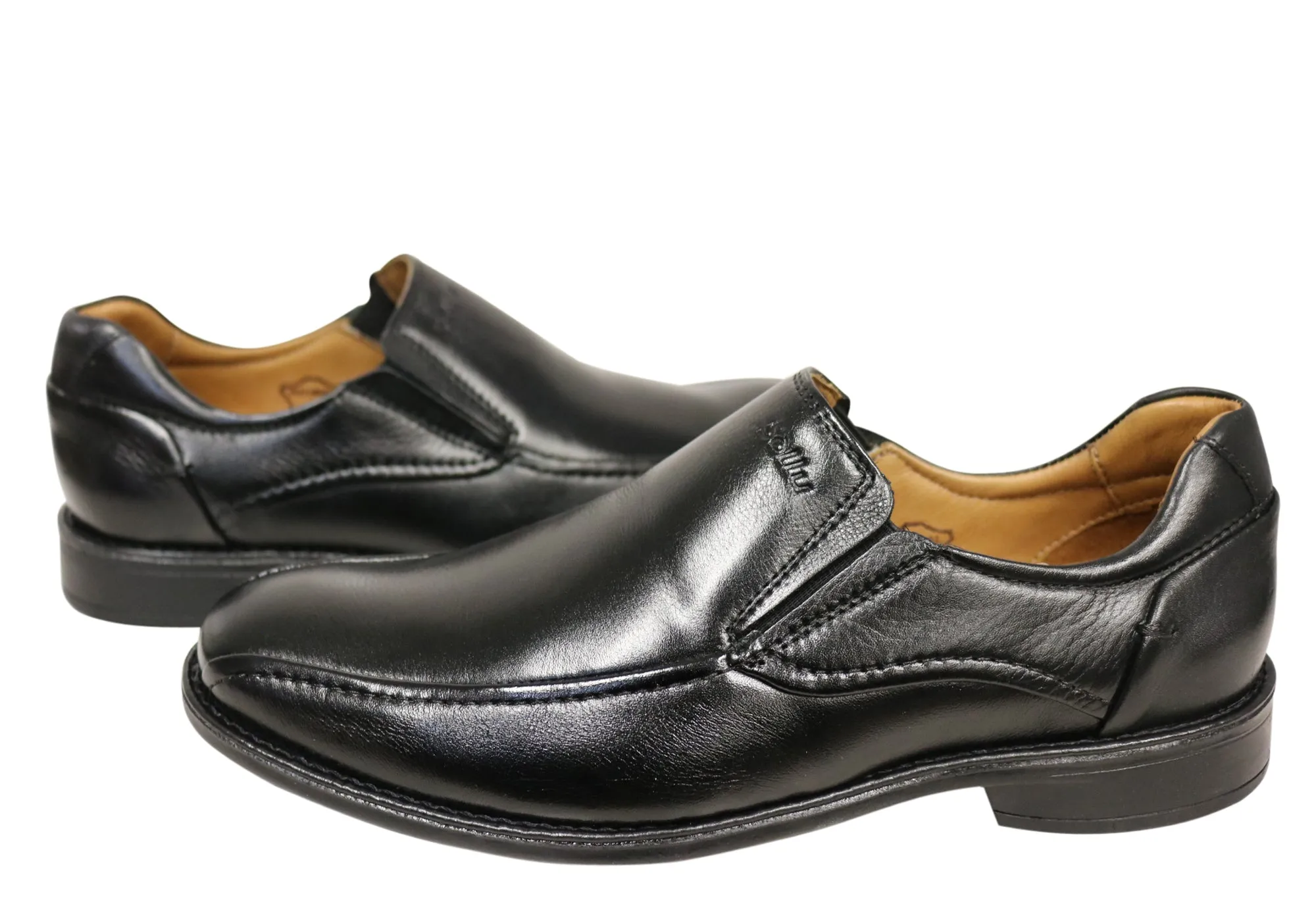 Sollu Woodley Mens Leather Comfort Slip On Dress Shoes Made In Brazil