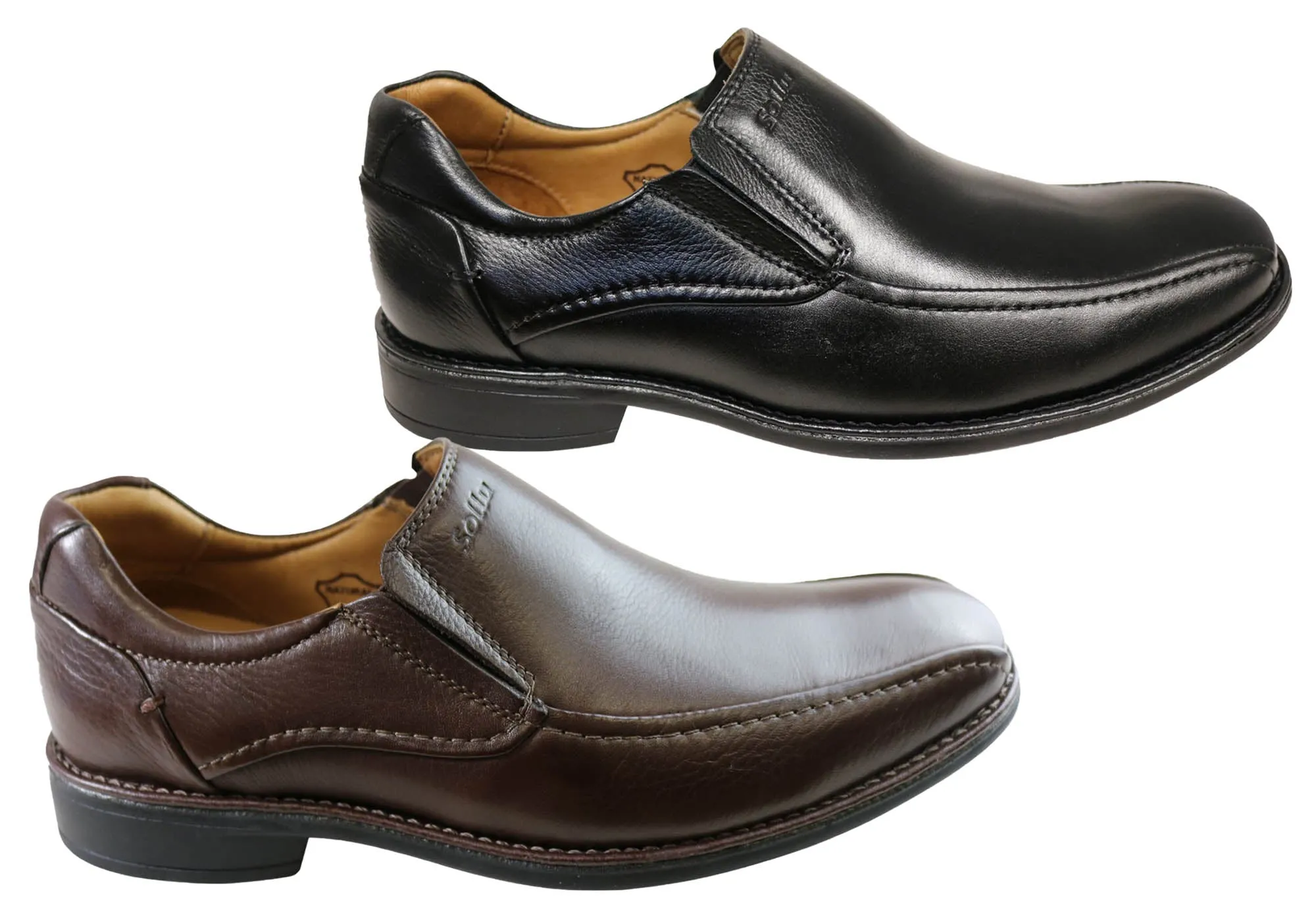 Sollu Woodley Mens Leather Comfort Slip On Dress Shoes Made In Brazil