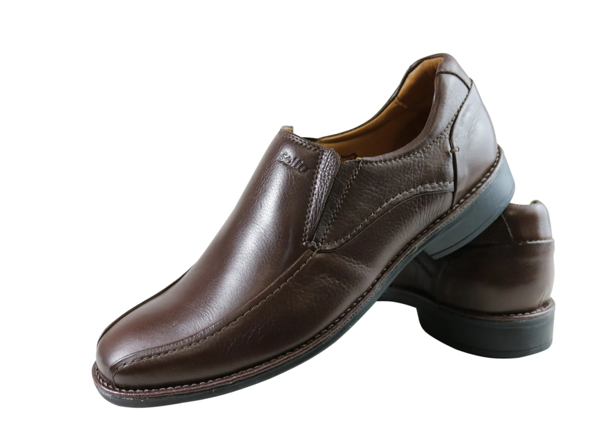 Sollu Woodley Mens Leather Comfort Slip On Dress Shoes Made In Brazil