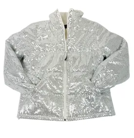 SQ-1999 White Sequin Zip Up Jacket