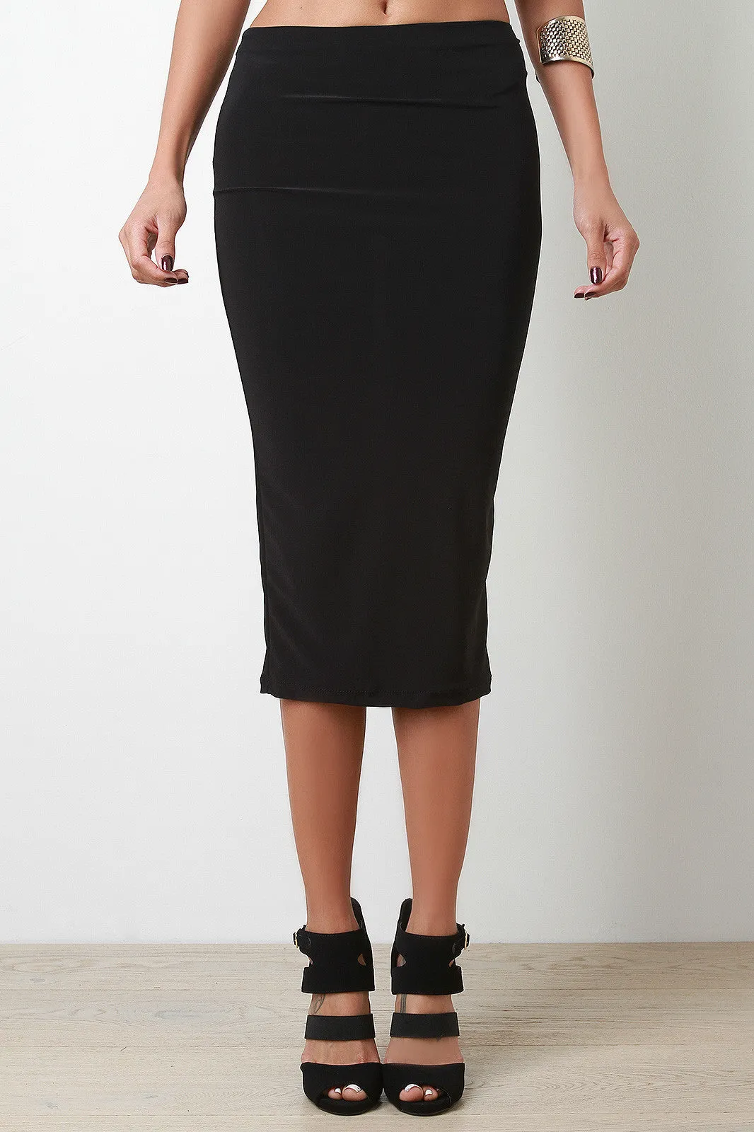 Stretchy Midi Pencil Skirt