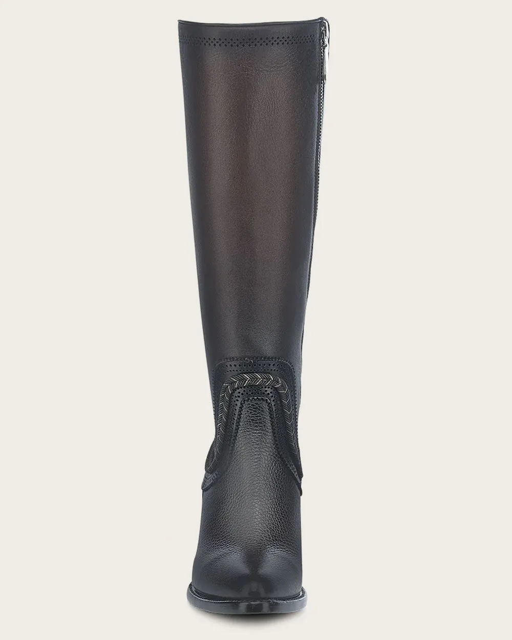 Tall elegant brown bovine boot