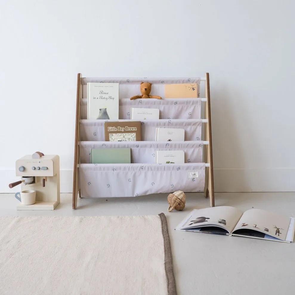 taupe blueberry recycled fabric book rack