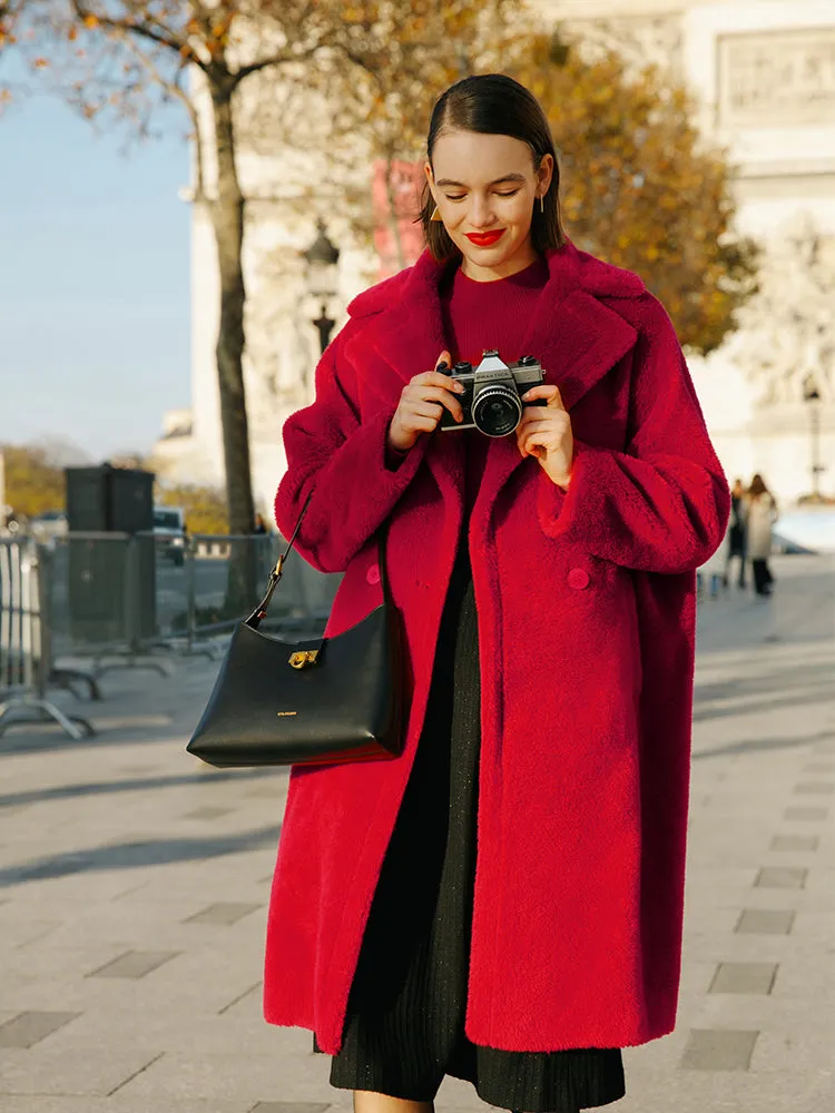 Teddy Lamb Wool Lapel Oversized Coat